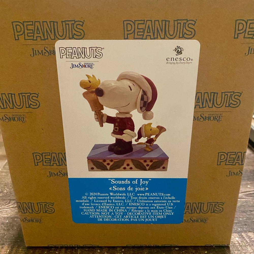 JIM SHORE SOUNDS OF JOY SANTA SNOOPY & WOODSTOCK CHRISTMAS FIGURINE New